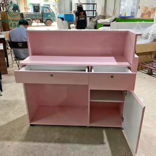 Quầy Thu Ngân Màu Hồng Cũ Có Ngăn Kéo Tiện Lợi