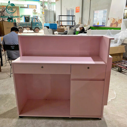 Quầy Thu Ngân Màu Hồng Cũ Có Ngăn Kéo Tiện Lợi