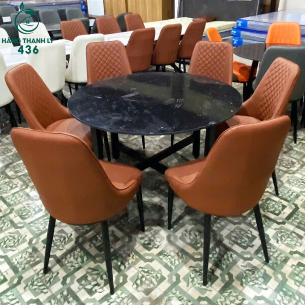 thanh ly bo ban ghe an mat da tron 6 ghe moi 99 2