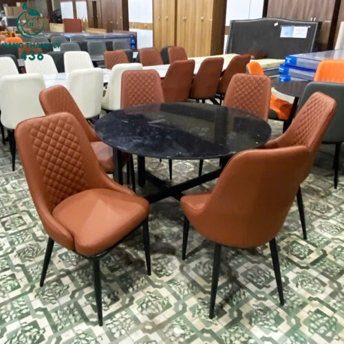 thanh ly bo ban ghe an mat da tron 6 ghe moi 99 3