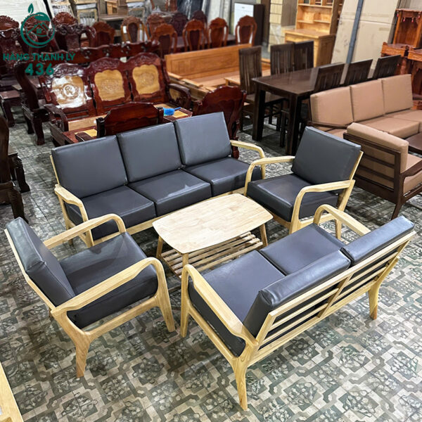 thanh ly bo sofa go nem da xam moi 99 5