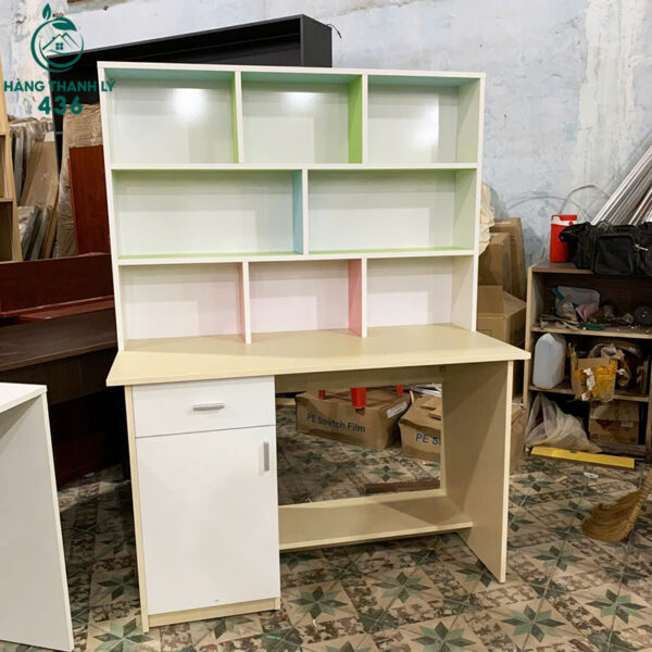 ban hoc go cu 1m2x60cmx75cmx1m6 nhieu ngan 1