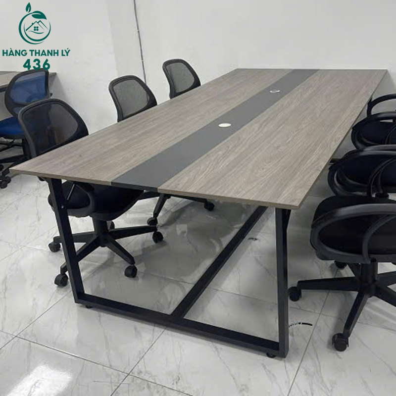 Bàn Họp Cũ Chân Sắt Chữ U Vân Gỗ Nâu 2m4 7 ban hop cu chan sat chu u 2mx1m van go nau 1 1