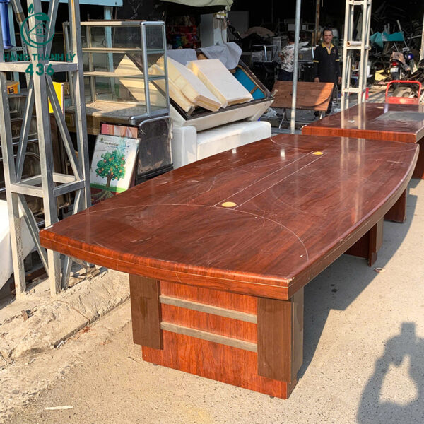 ban hop lon 2m4x1m2x75cm mau nau kieu dang oval cu 1