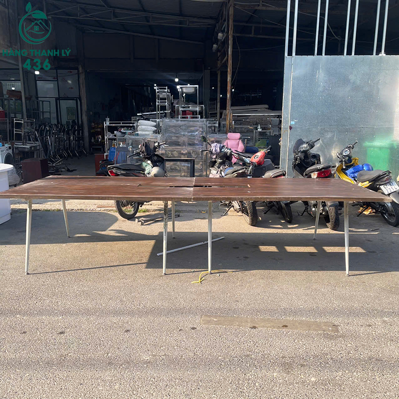 ban-hop-van-phong-cu-3m6x1m4-mat-van-go-nau-3 Bàn Họp Văn Phòng Cũ 3M6X1M4 Mặt Vân Gỗ Nâu