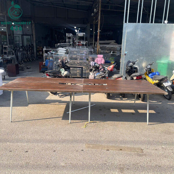 ban hop van phong cu 3m6x1m4 mat van go nau 4