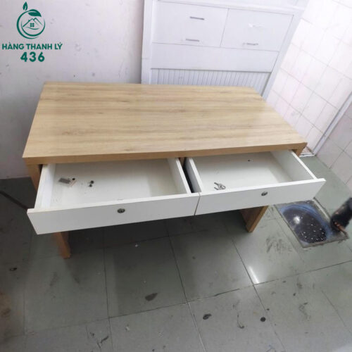 ban lam viec cu 2 ngan keo van go vang 1