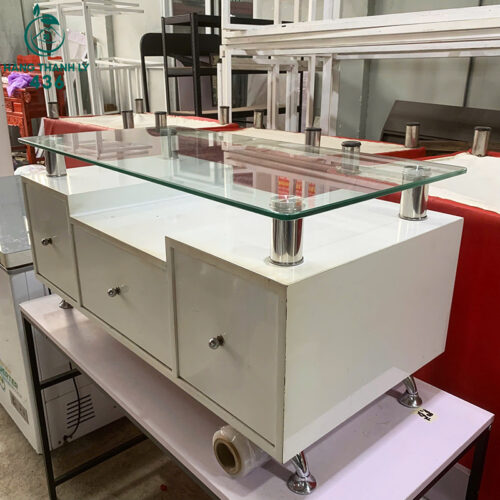 Bàn Sofa Màu Trắng 1MX50CMX50CM Cũ Mặt Kính 3 ban sofa mau trang 1mx50cmx50cm cu mat kinh 1