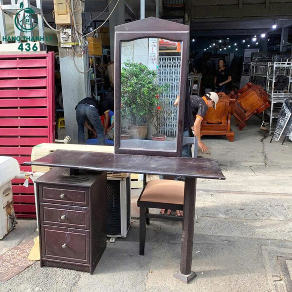 ban trang diem cu 3 ngan guong go mau nau 2