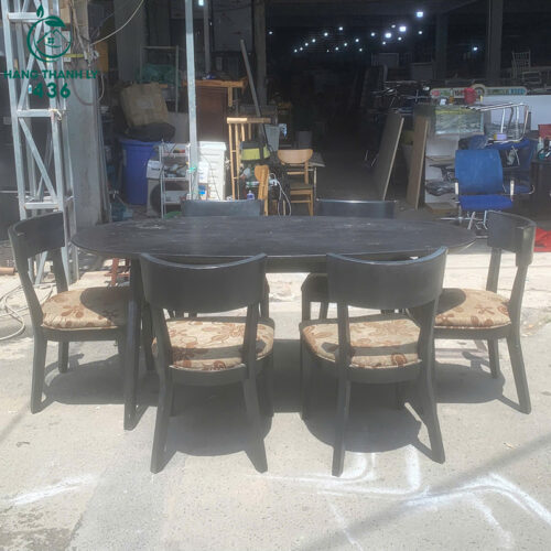 Bộ Bàn Ăn Cũ 6 Ghế 1M8X96CM Bọc Đệm Hoa Văn 3 bo ban an cu 6 ghe 1m8x96cm boc dem hoa van 4
