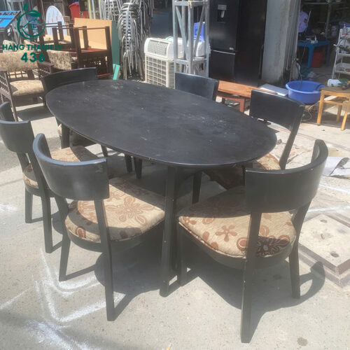 Bộ Bàn Ăn Cũ 6 Ghế 1M8X96CM Bọc Đệm Hoa Văn 4 bo ban an cu 6 ghe 1m8x96cm boc dem hoa van 5