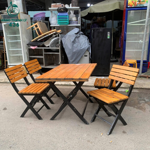Bộ Bàn Ăn Mặt Gỗ 1MX60CM Cũ Kèm 4 Ghế 4 bo ban an go cu 4 ghe mat van go chac chan 11 1