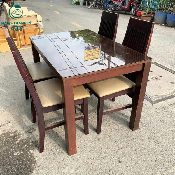 bo ban an mat kinh cu 4 ghe go boc da 3