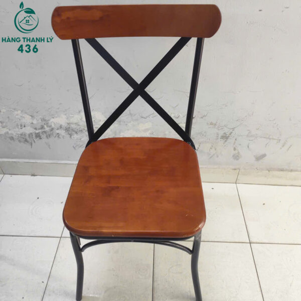 ghe cafe cu mat go chan sat lung tua chu x 2