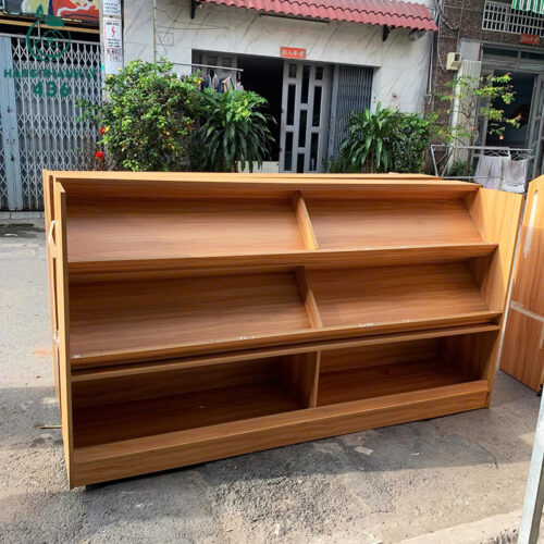 Kệ Trưng Bày Cũ 2M2X1M2X50CM Bằng Gỗ Nhiều Tầng 5 ke trung bay cu 2m2x1m2x50cm bang go trung bay hang hoa 1