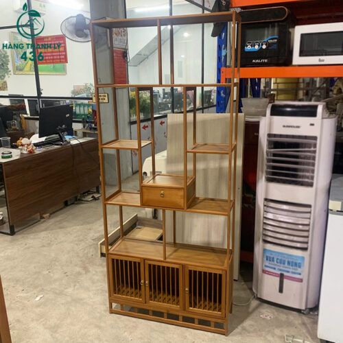 Kệ Trưng Bày Cũ 1M75X75CMX20CM Bằng Tre Nhiều Ngăn