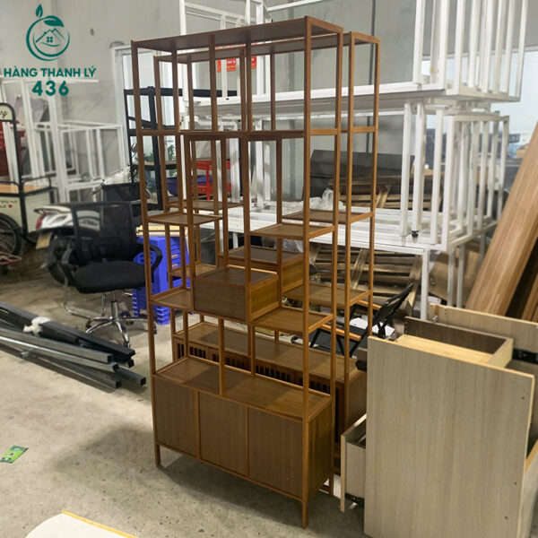 Kệ Trưng Bày Cũ 1M75X75CMX20CM Bằng Tre Nhiều Ngăn