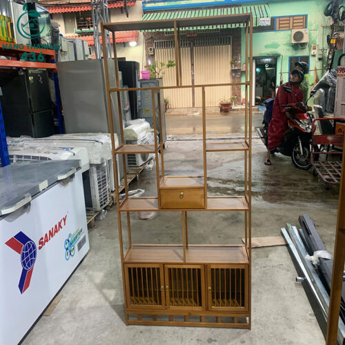 Kệ Trưng Bày Cũ 1M75X75CMX20CM Bằng Tre Nhiều Ngăn