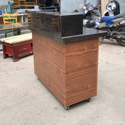 Quầy Lễ Tân Cũ 1MX55CMX1M05 Mặt Đá Gỗ Màu Nâu 4 quay le tan cu 1mx55cmx1m05 mat da go mau nau 2