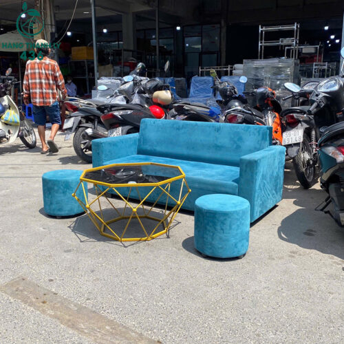 sofa bang cu 1m6x70cm boc dem mau xanh 2