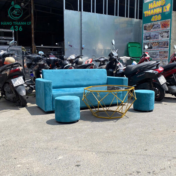 sofa bang cu 1m6x70cm boc dem mau xanh 3