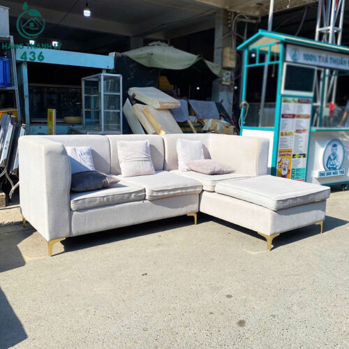 Sofa Góc Chữ L Cũ 2M25X1M65 Bọc Đệm Màu Xám 3 sofa goc chu l cu 2m25x1m65 boc dem mau xam 3