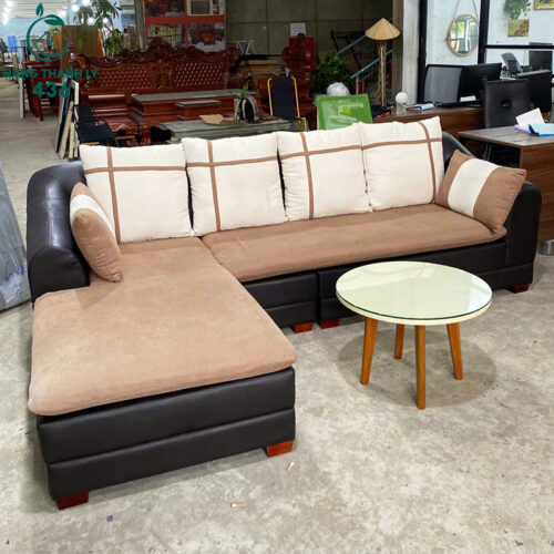 sofa goc chu l cu 2m5x1m6 boc ni mau nau kem 1