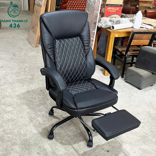 Thanh Lý Ghế Giám Đốc Bọc Da Màu Đen Có Gác Chân Mới 99% 4 thanh ly ghe giam doc boc da mau den co gac chan moi 99 2