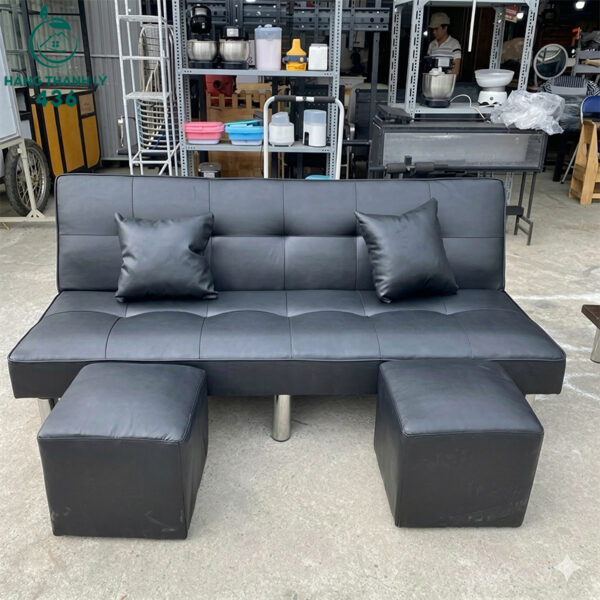 thanh ly sofa giuong da mau den kem 2 don moi 99