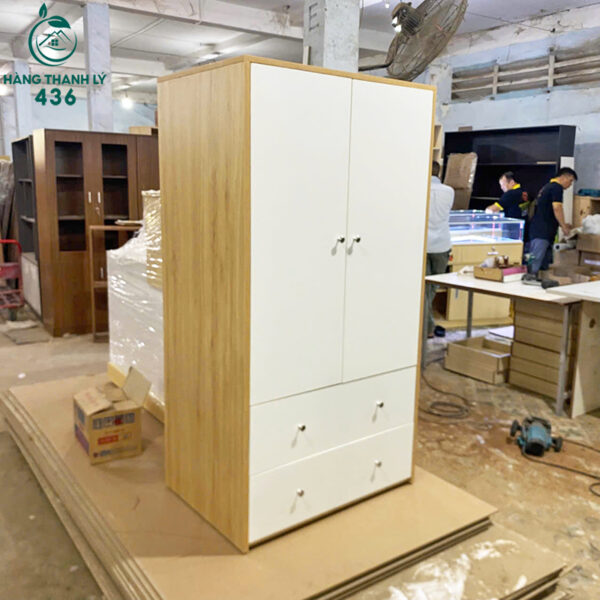 thanh ly tu quan ao 2 canh 2 ngan keo moi 99 1