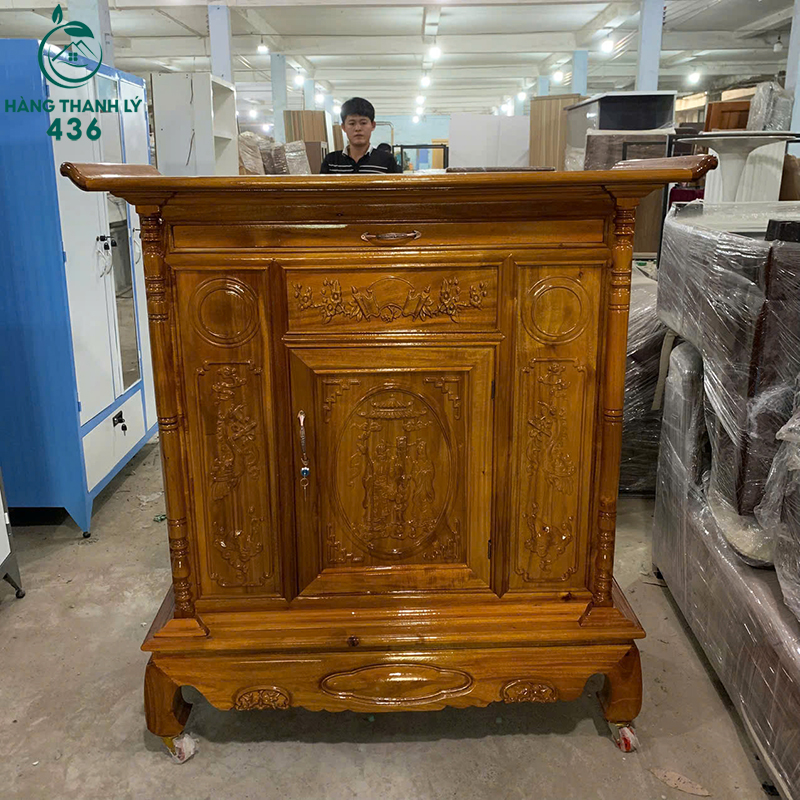 Thanh Lý Tủ Thờ Gỗ Tràm 1M27X1M35X60CM Chạm Khắc Mới 99% thanh-ly-tu-tho-go-tram-1m27x1m35x60cm-cham-khac-1 Thanh Lý Tủ Thờ Gỗ Tràm 1M27X1M35X60CM Chạm Khắc Mới 99%