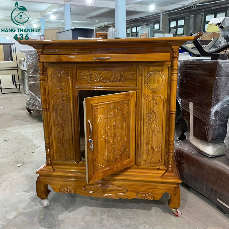 Thanh Lý Tủ Thờ Gỗ Tràm 1M27X1M35X60CM Chạm Khắc Mới 99% thanh-ly-tu-tho-go-tram-1m27x1m35x60cm-cham-khac-2 Thanh Lý Tủ Thờ Gỗ Tràm 1M27X1M35X60CM Chạm Khắc Mới 99%