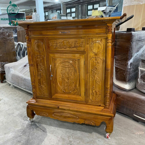 Thanh Lý Tủ Thờ Gỗ Tràm 1M27X1M35X60CM Chạm Khắc Mới 99% 3 thanh ly tu tho go tram 1m27x1m35x60cm cham khac 3