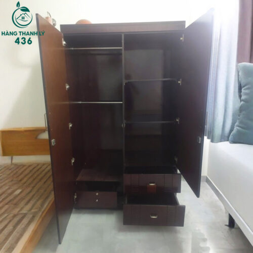Tủ Đựng Quần Áo Cũ 1M2X2MX55CM Màu Nâu Đậm Có Gương Soi 2 tu dung quan ao cu 1m2x2mx55cm mau nau dam co guong soi 1
