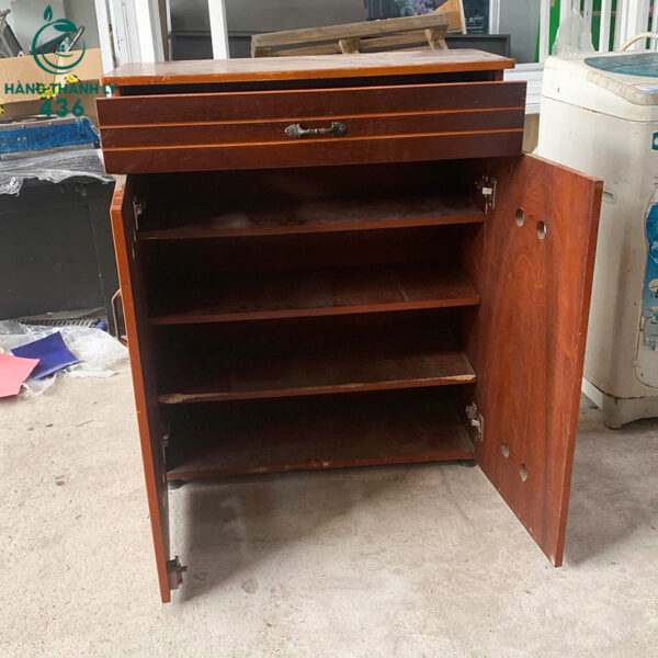 tu giay cu go van go nau kem ngan keo tien dung 2