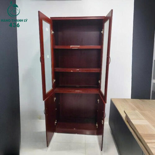 tu ho so cu 2 canh kinh 80cmx2m4 go mau nau nhieu mau 1