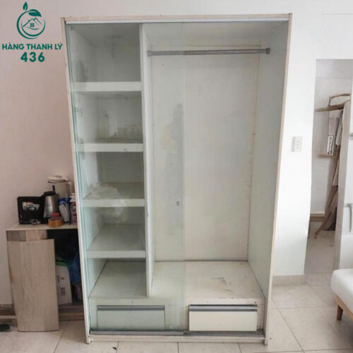 Tủ Quần Áo Cũ 1M2X2MX55CM Gỗ Màu Trắng 2 tu quan ao cu 1m2x2mx55cm go mau trang 1