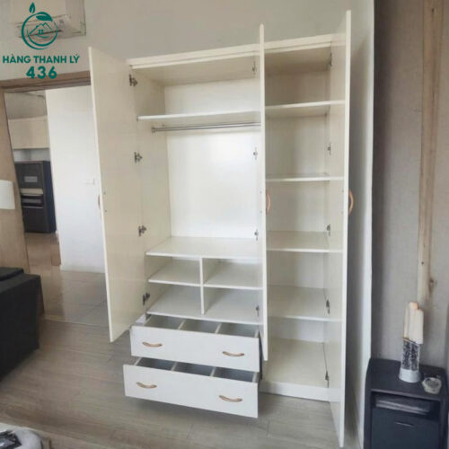 Tủ Quần Áo Cũ 1M2X2MX55CM Màu Trắng 3 Cánh 3 tu quan ao cu 1m2x2mx55cm mau trang 3 canh 1