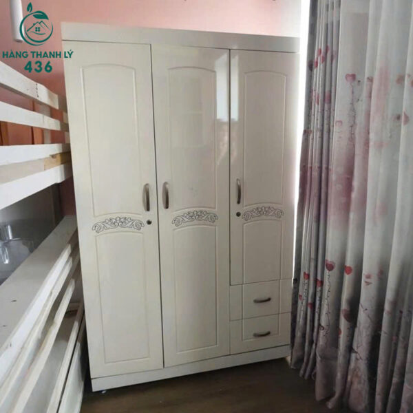 tu quan ao cu 1m2x2mx60cm 3 canh mau trang 1