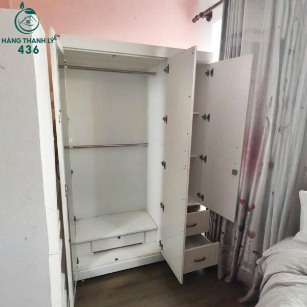 tu quan ao cu 1m2x2mx60cm 3 canh mau trang 2