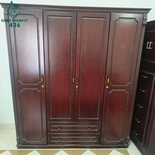 tu quan ao cu 3 canh go mau nau sam 2