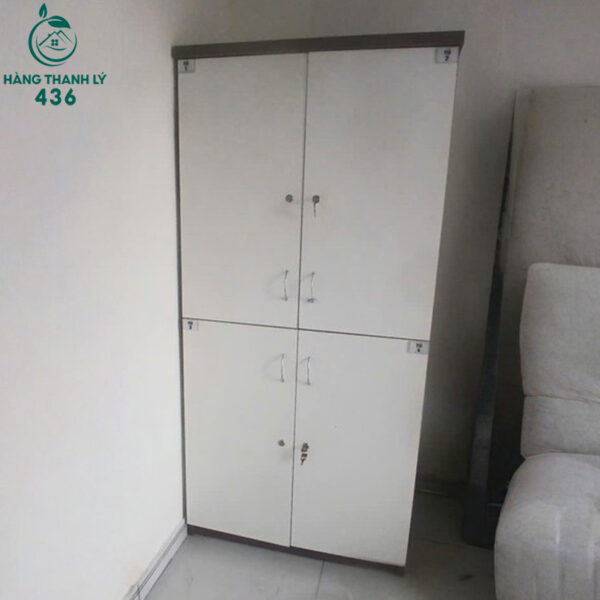 tu quan ao cu 4 canh go mau trang phoi nau 2