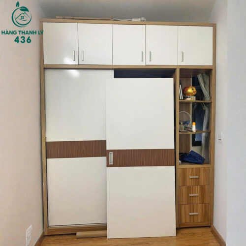 tu quan ao go cu cua lua nhieu ngan mau trang nau 2