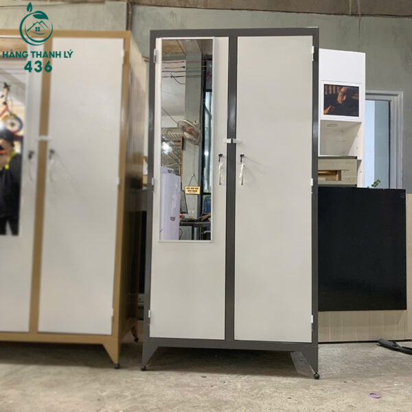 tu quan ao sat 1m8x88cm 2 canh co guong ben trong nhieu mau moi 99 7