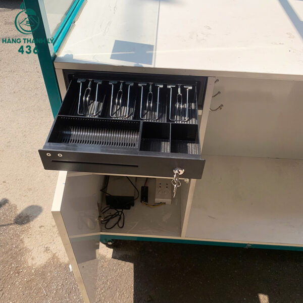 xe ban tra sua cu 1m67x65cmx2m mau xanh khung sat co mai che 4