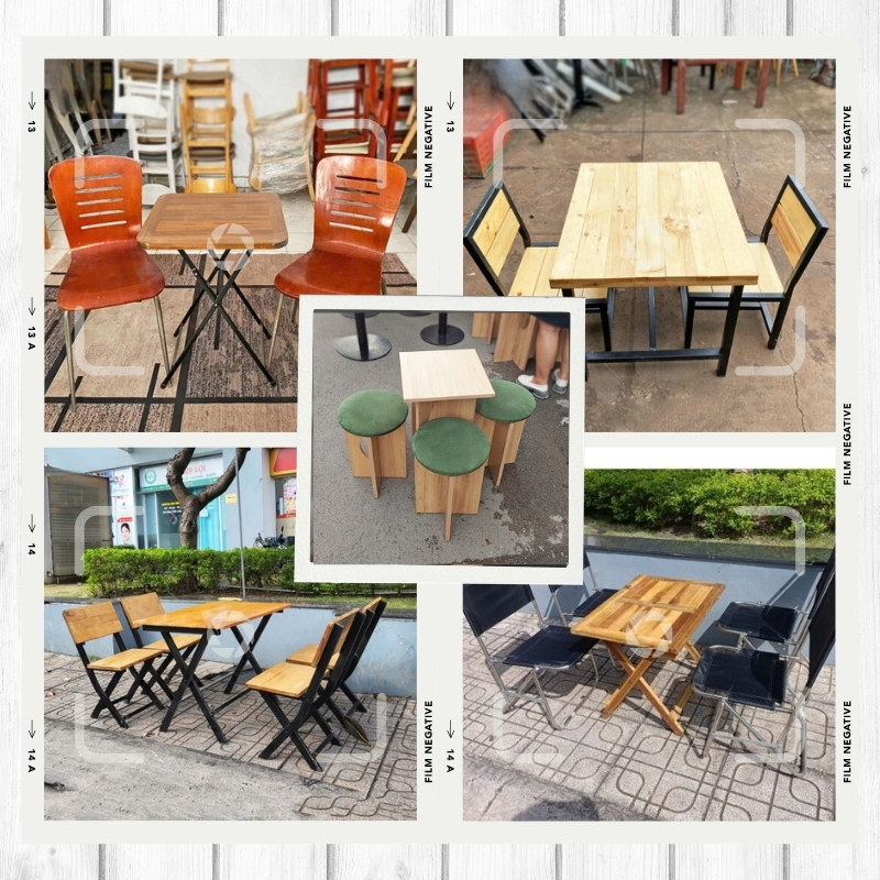 Bàn ghế cafe cũ đa dạng nhiều mẫu mã