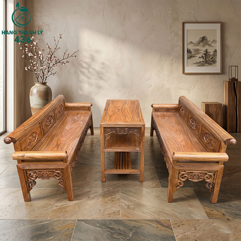Bàn ghế và trường kỷ gỗ gụ