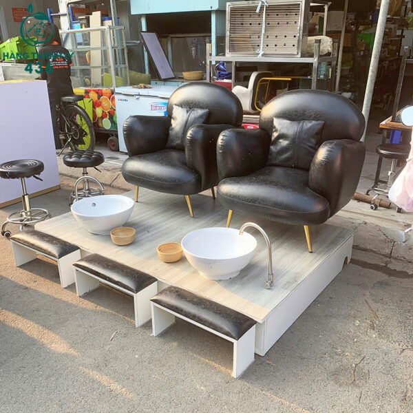 bo ghe lam nail doi cu 1m8x1m2 boc da mau den 2