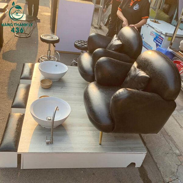 bo ghe lam nail doi cu 1m8x1m2 boc da mau den 3