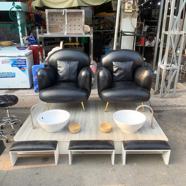 bo ghe lam nail doi cu 1m8x1m2 boc da mau den 4